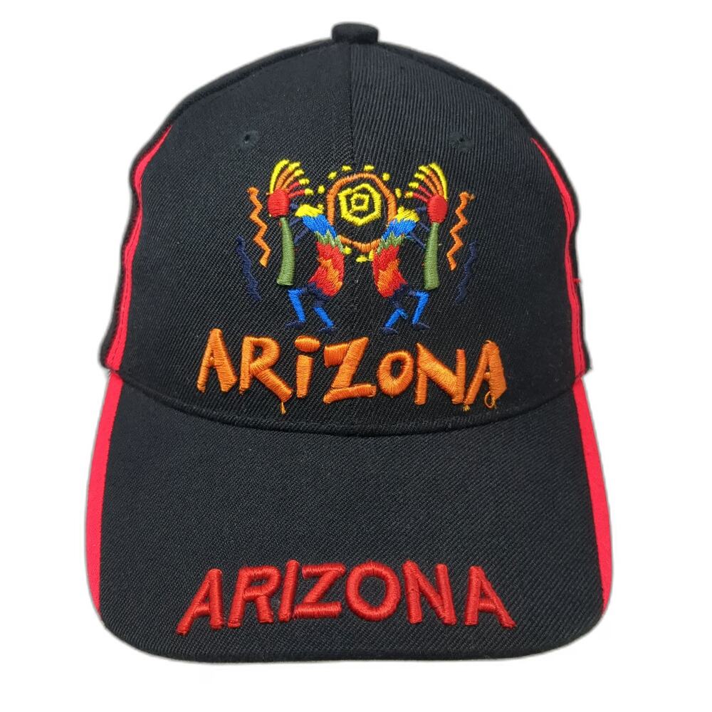 August Sportswear Baseball Cap Black Red OSFM Strapback Arizona Kokopelli Hat